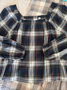 GAP Plaid Square-Neck Dress - Navy, Green & White